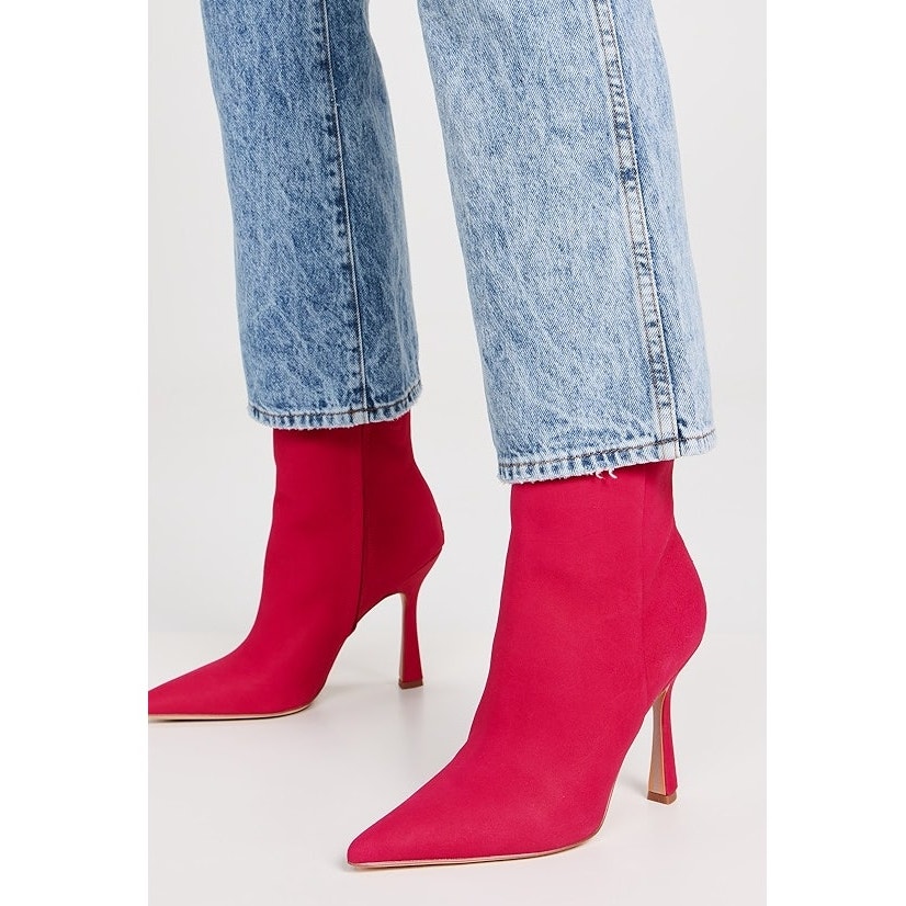 New Sam Edelman Ella Pointed Toe Dress Bootie In Magenta Suede Women's Size 7.5
